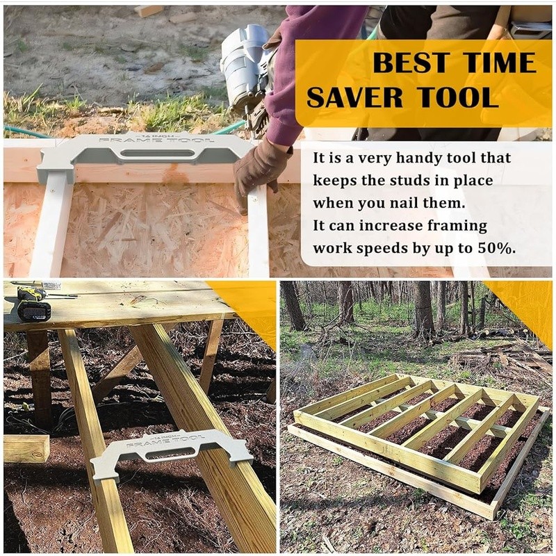 Premium Wall Stud Framing Tool Solid Cast Aluminum Easy to Use Framing Jig
