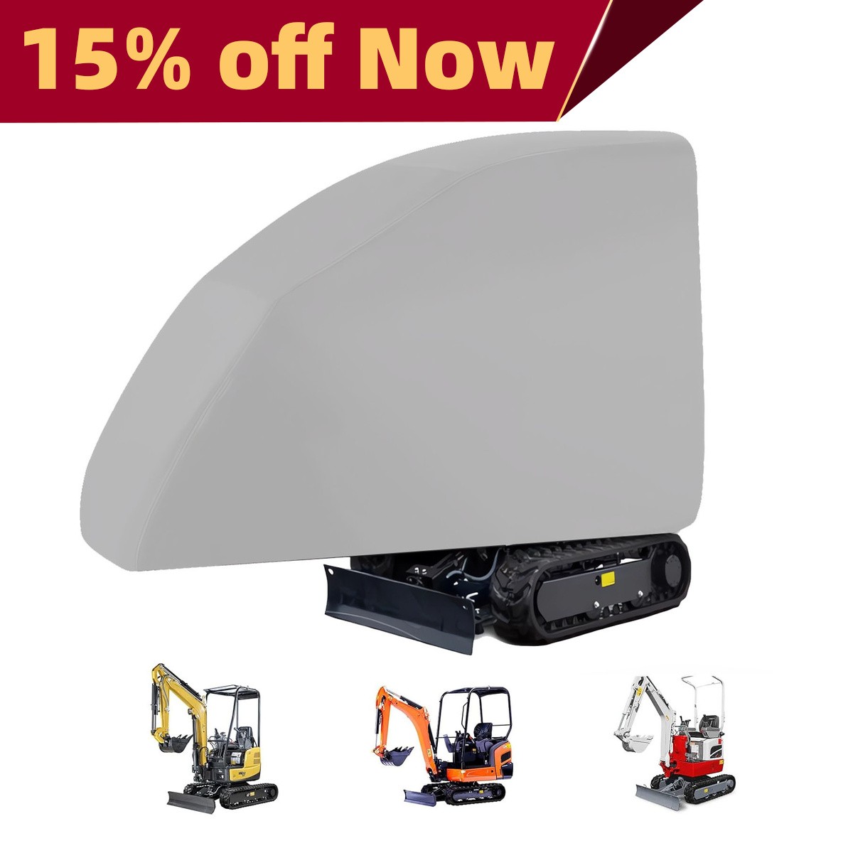 Mini Excavator Cover for Bobcat/Kubota UV Snow Dust Rain Resistant Outdoor
