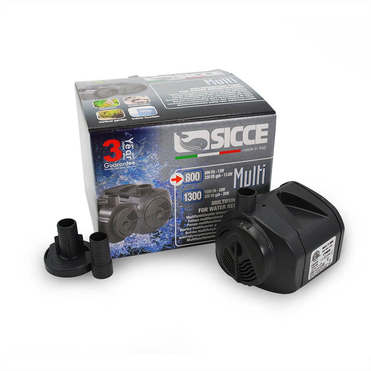 SICCE 800 MULTI QUIET SUBMERSIBLE WATER CIRCULATION PUMP 220 GPH SIC607