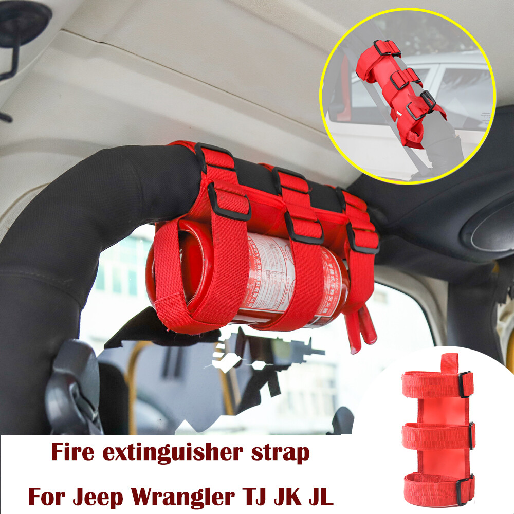 Roll Bar Fire Extinguisher Mount Holder Strap For Wrangler JK TJ JL 1997-2023 1x