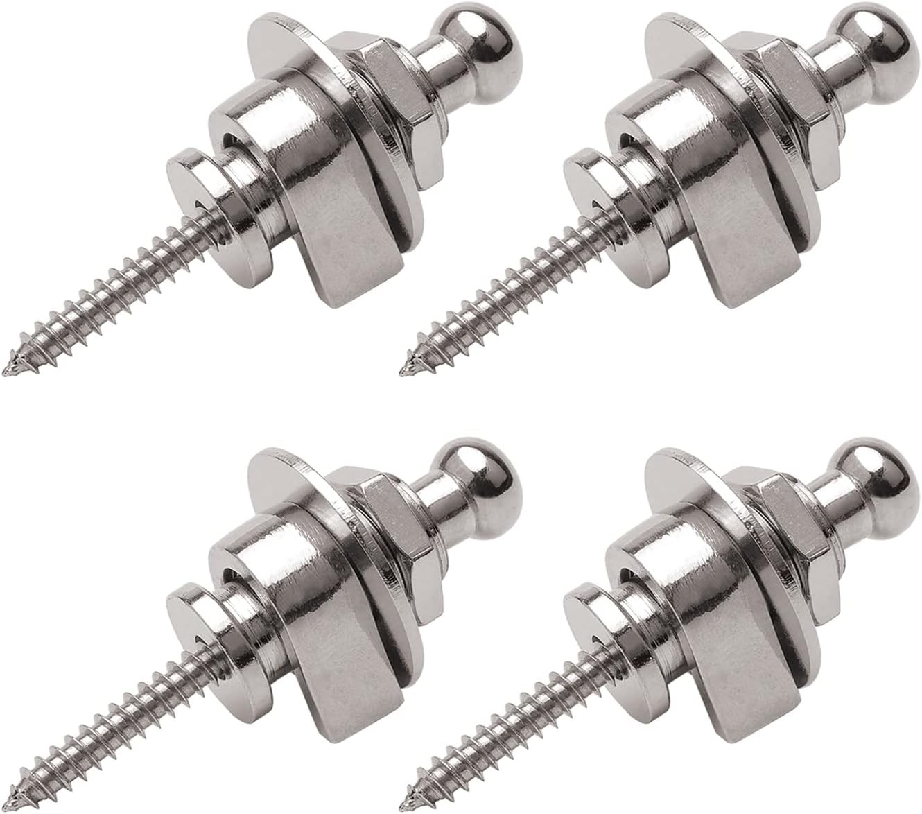 Guitar Strap Lock Round Head Bass Security Straplocks Retainer, Chrome