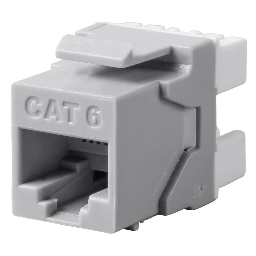 Cat6 RJ45 180 Degree Keystone Jack Punch Down Ethernet Network Dual Gray 25 unit