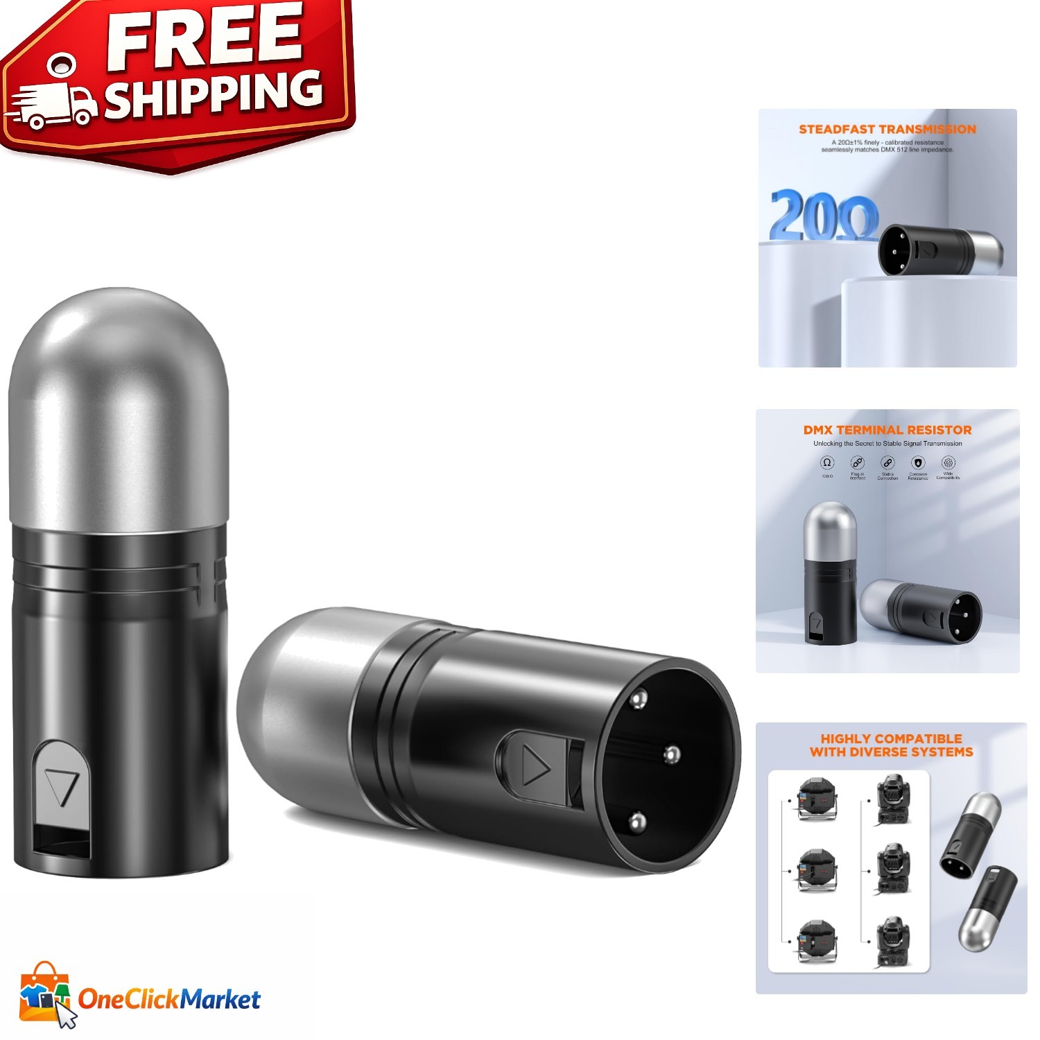 Pack of 2 DMX 3 Pin XLR Signal Terminators - Enhance Stage Lighting Performance