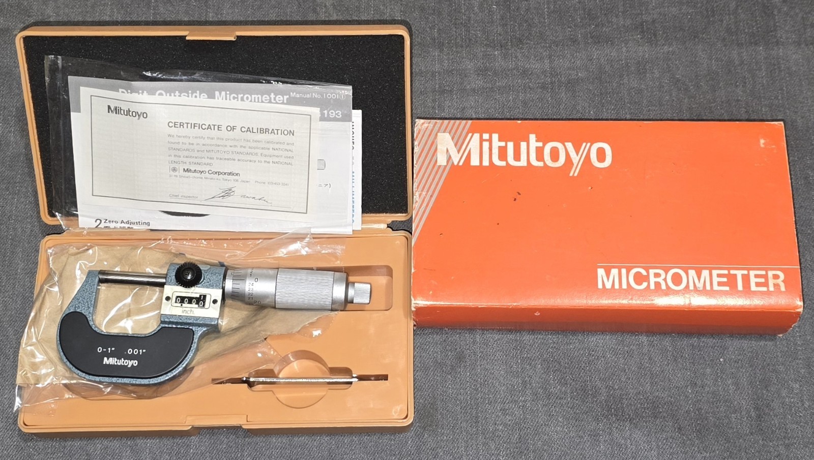 Mitutoyo 193-201 Rolling Digital Outside Micrometer, 0-1" Range, .001"