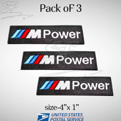 M Power BMW Embroidered Patch Car Brand Logo Motorsport Badge Applique 4" (3pcs)