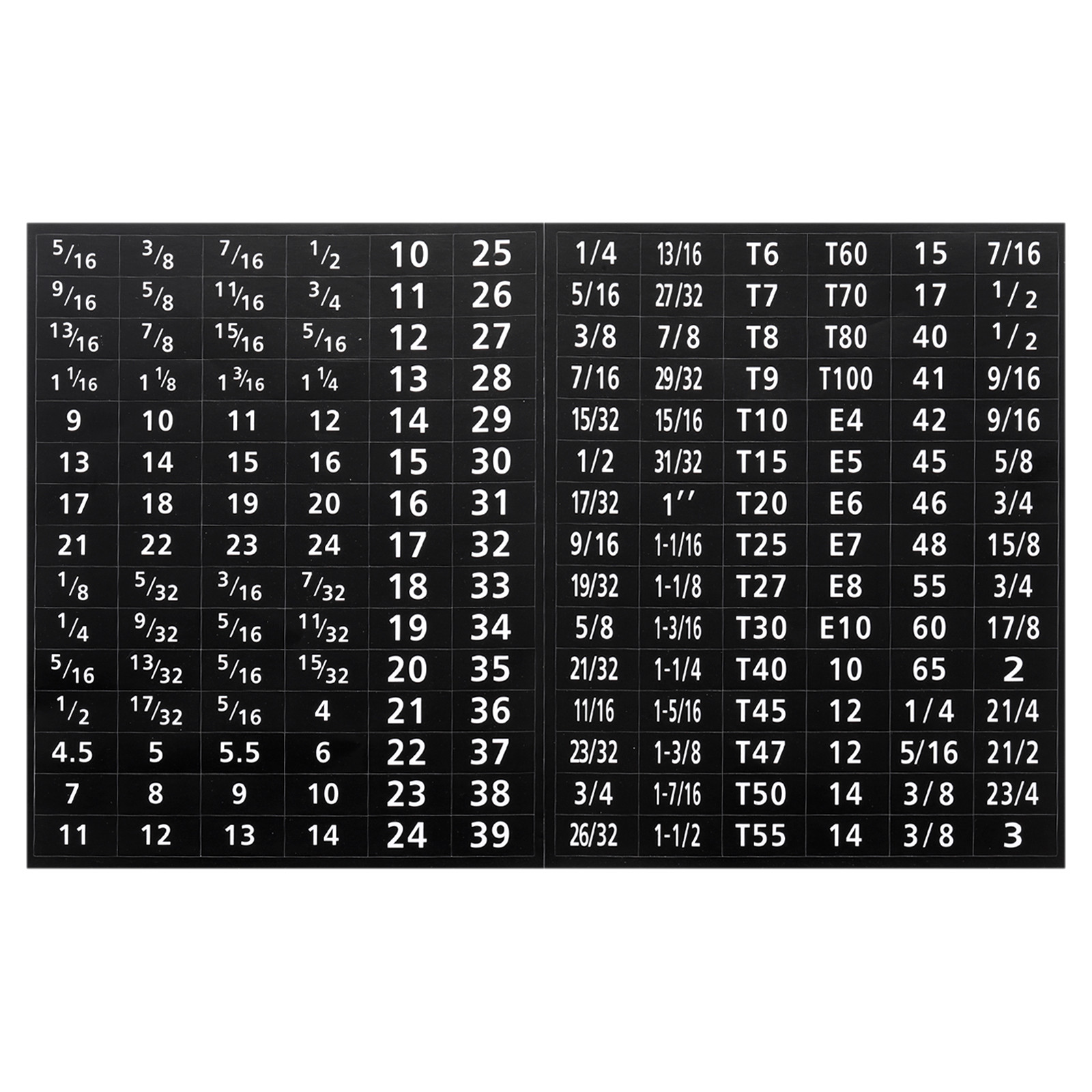 4 Sets 180 Tool Box Labels Wrench Size Stickers for Tool Organization Black