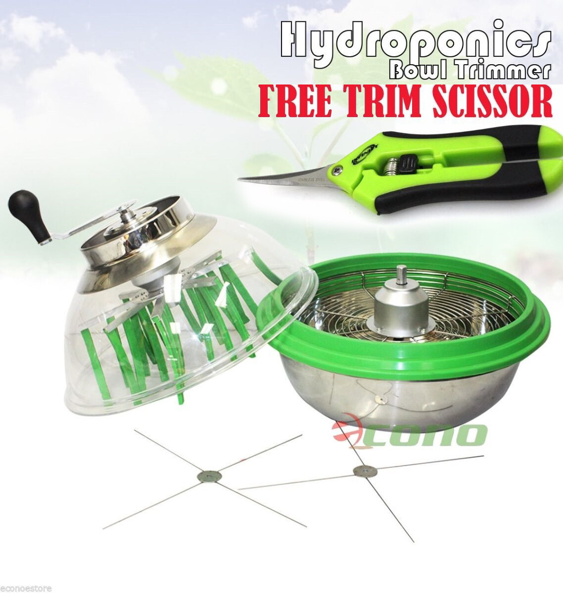 16" Pro Bowl Leaf Trimmer Bud Flower Spin Cut Trim W/Metal Gearbox & wire Blades