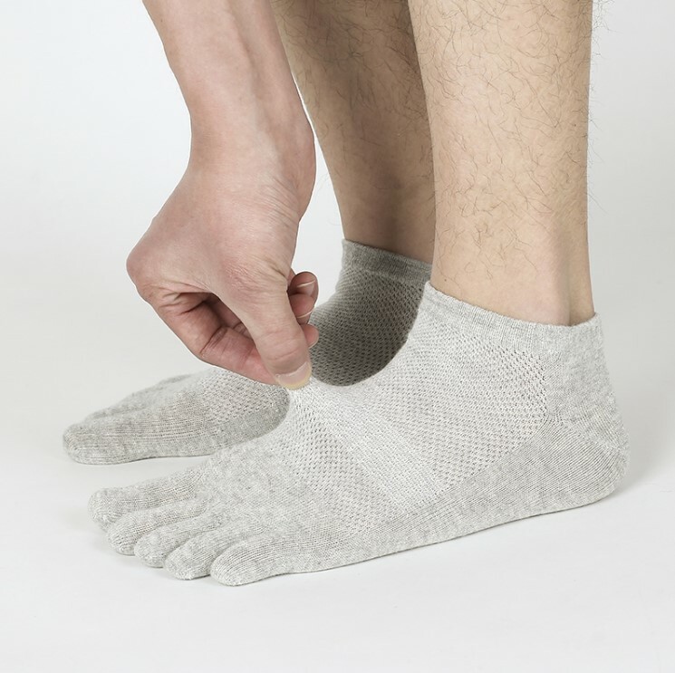 6 Pairs Low Cut Five Finger Toe Ankle Casual Sport Men Combed Cotton Socks 10-13