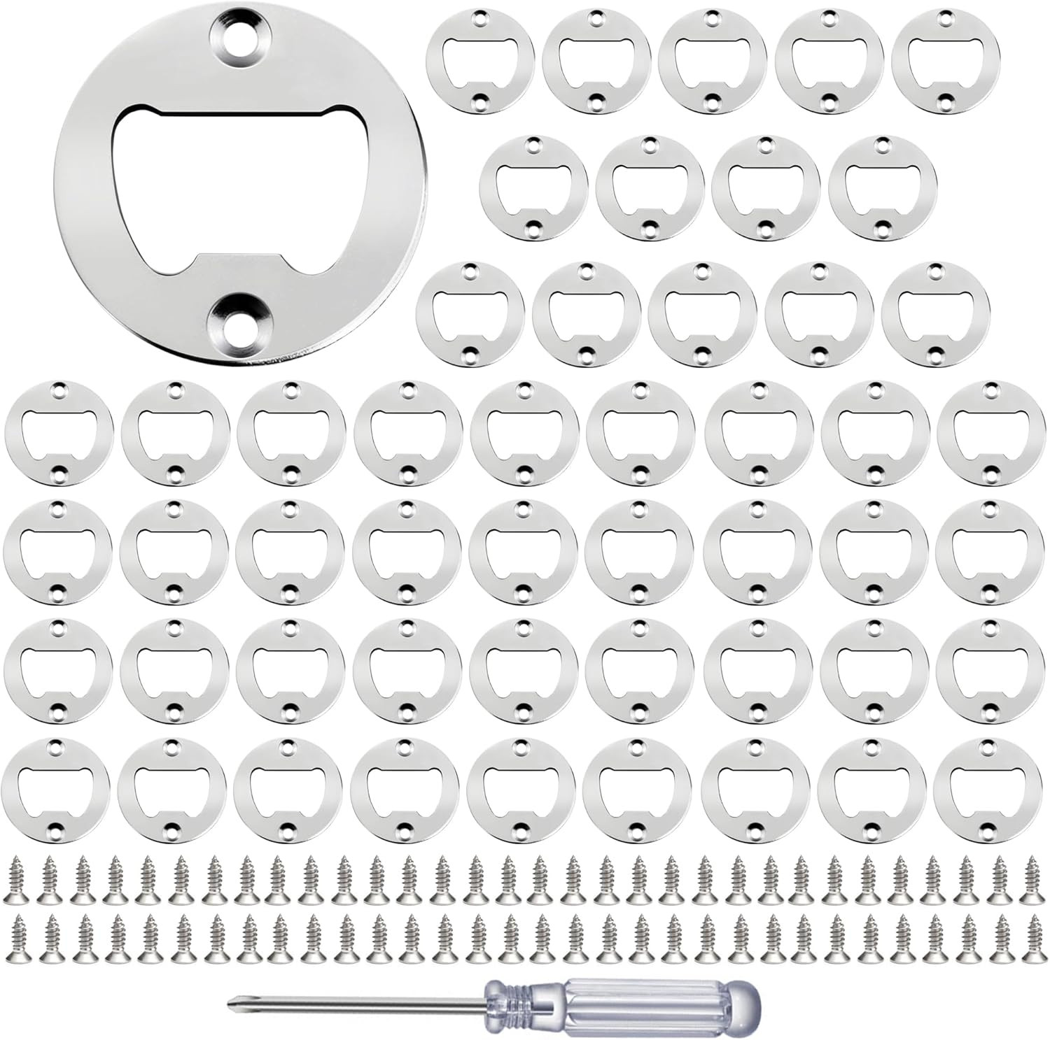 Bottle Opener Insert 50 Sets Stainless Steel Bottle Opener Inserts Kit with Scre