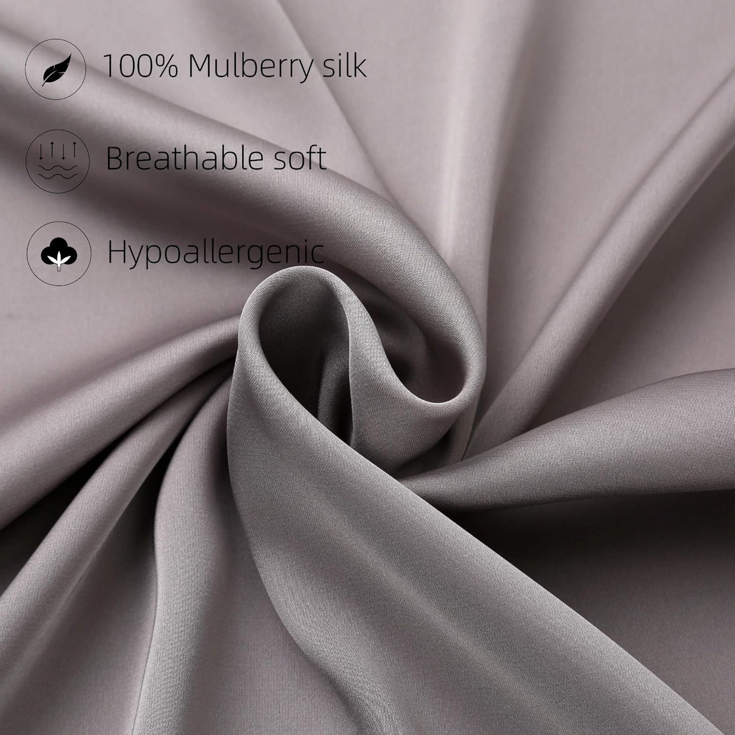 100% Silk Pillow Cases 2 Pack, Mulberry Silk Pillowcase for Hair and Skin with H