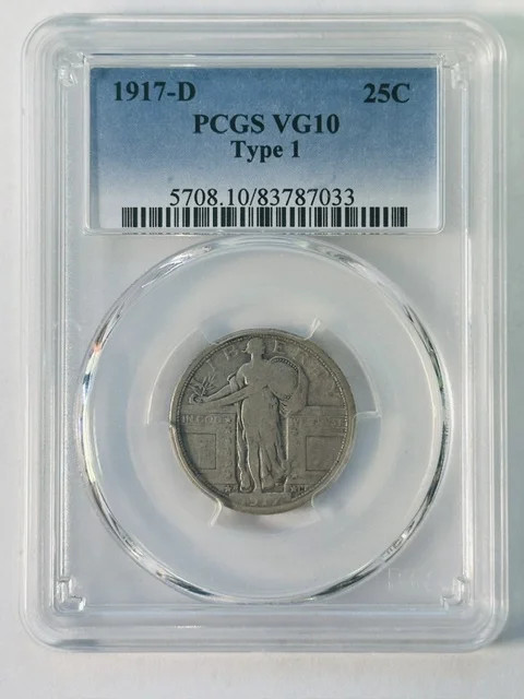 1917 D Standing Liberty Quarter PCGS VG-10 Type 1