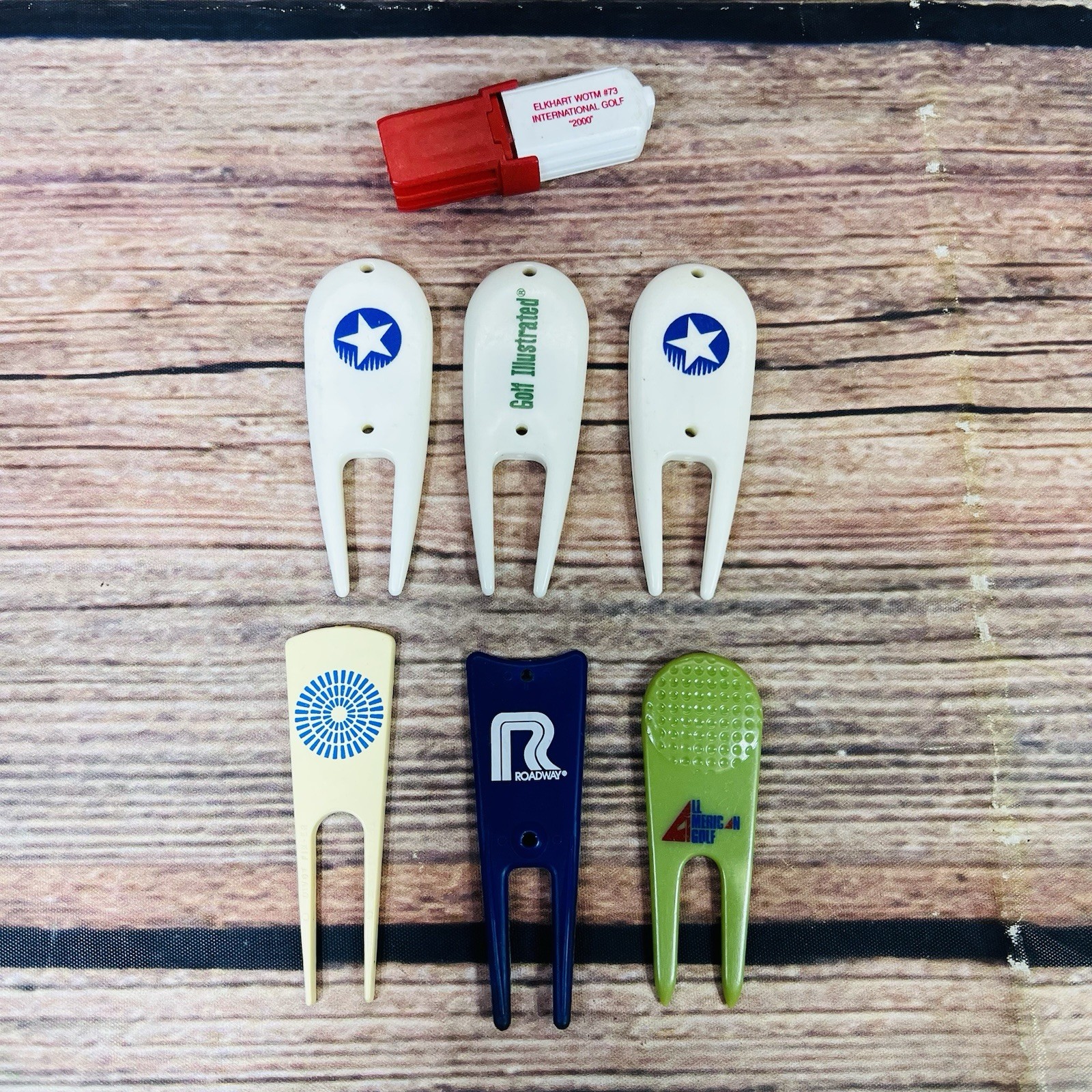 Vintage Lot Of 6 Golf Divot Tools Plastic Golf Tools