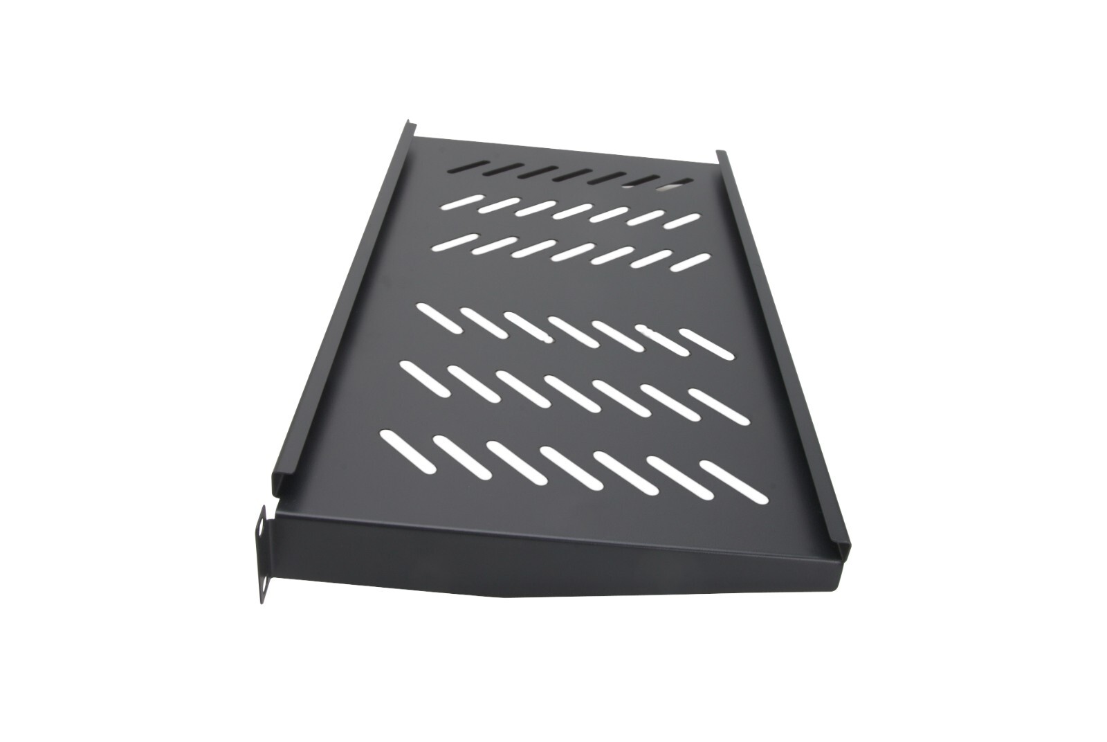 2-Pack - 1U 19” Server Shelf Vented Rack Mounts 10” Deep Tray Storage Set Black