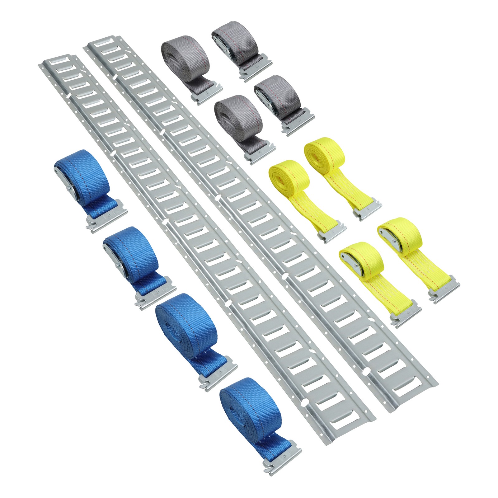 Stop Cargo  5' E-Track Tie Down Kit 8 Rails w/ 12' 16' 20' Straps Durable Steel