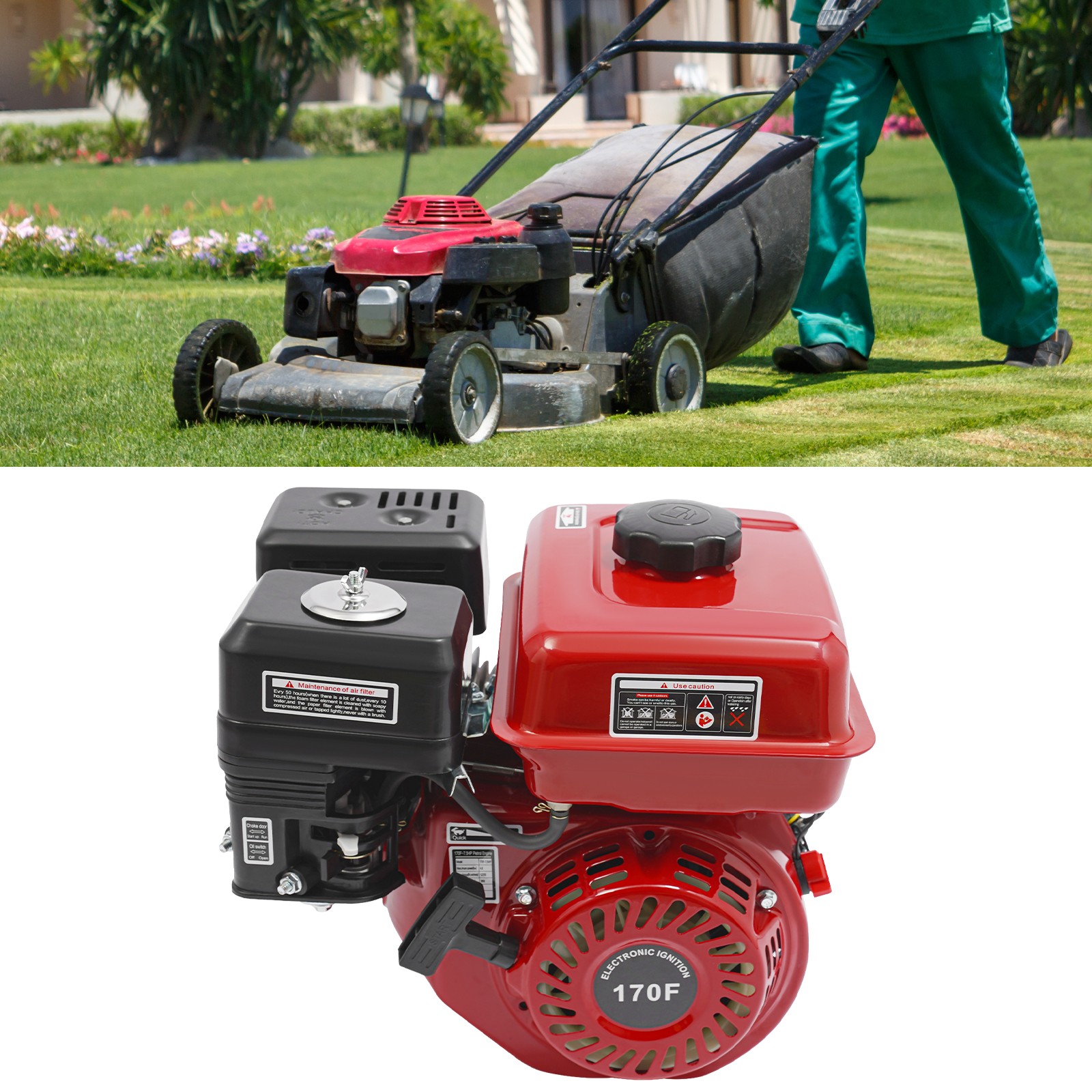 4-Stroke 7.5HP Gasoline Engine Pull Start Multi-Purpose Engines Single Cylinder