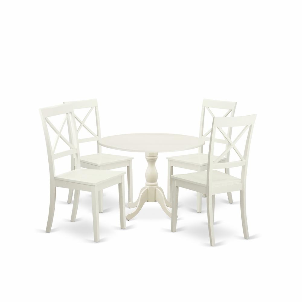 East West Furniture DMBO5-LWH-W 5 Piece Wood Dining Table Set Consists of 1...