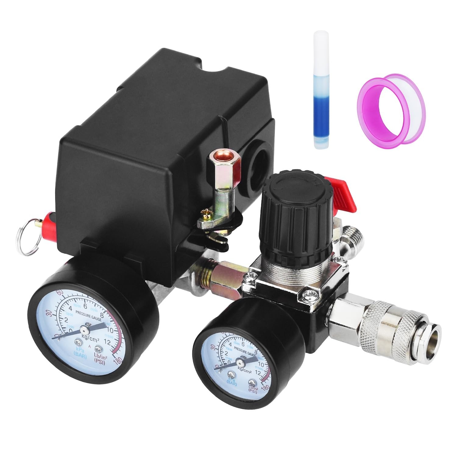 Universal Air Compressor Pressure Switch Control Valve 90-120 PSI | 110V-240V...