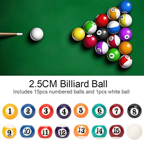 Mini Pool Balls 16Pcs, Smooth Mini Billiard Balls Set Polyester Resin,