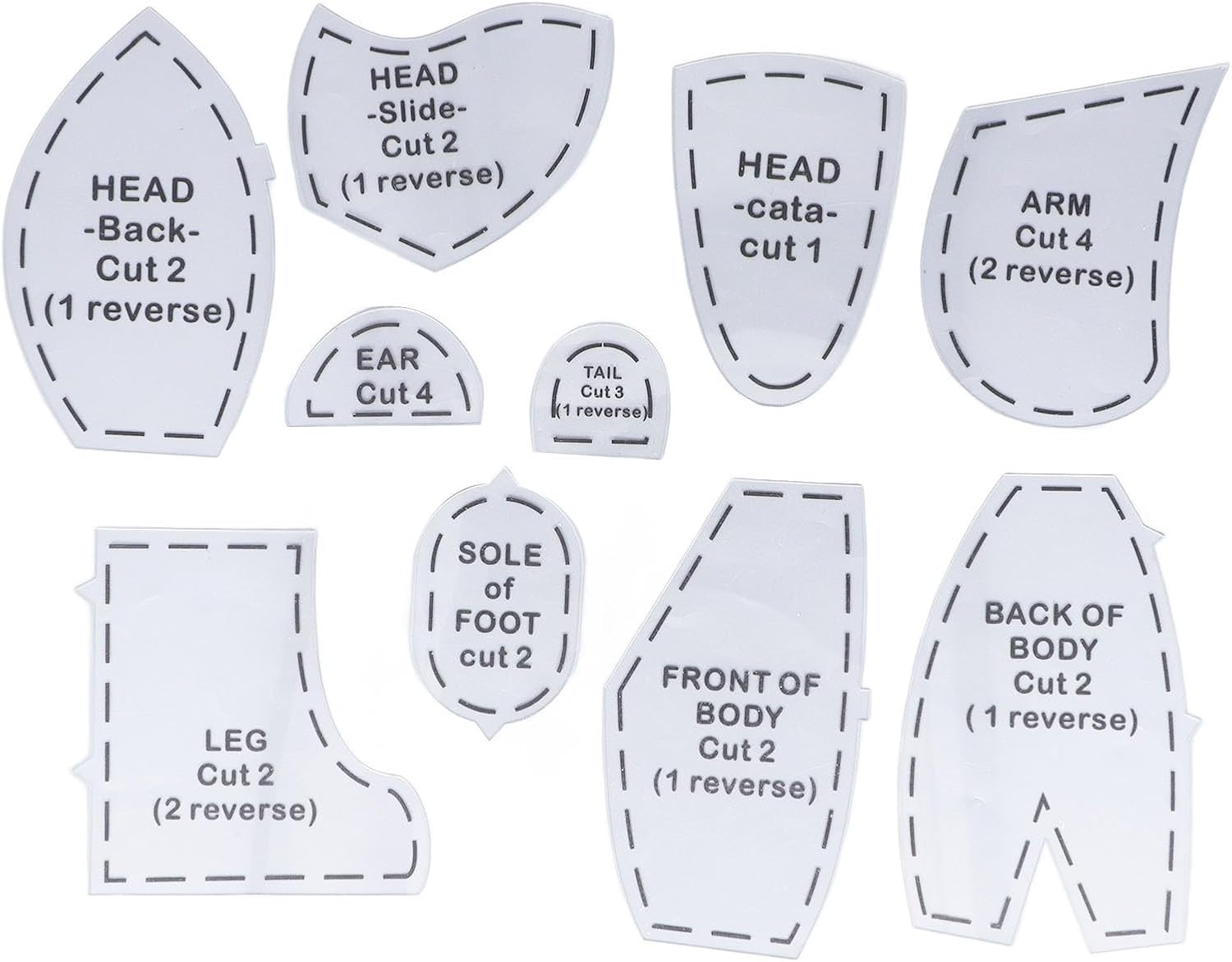 Fockety 10 Pcs Memory Bear Sewing Patterns Template, Memory Bear Acrylic Templat