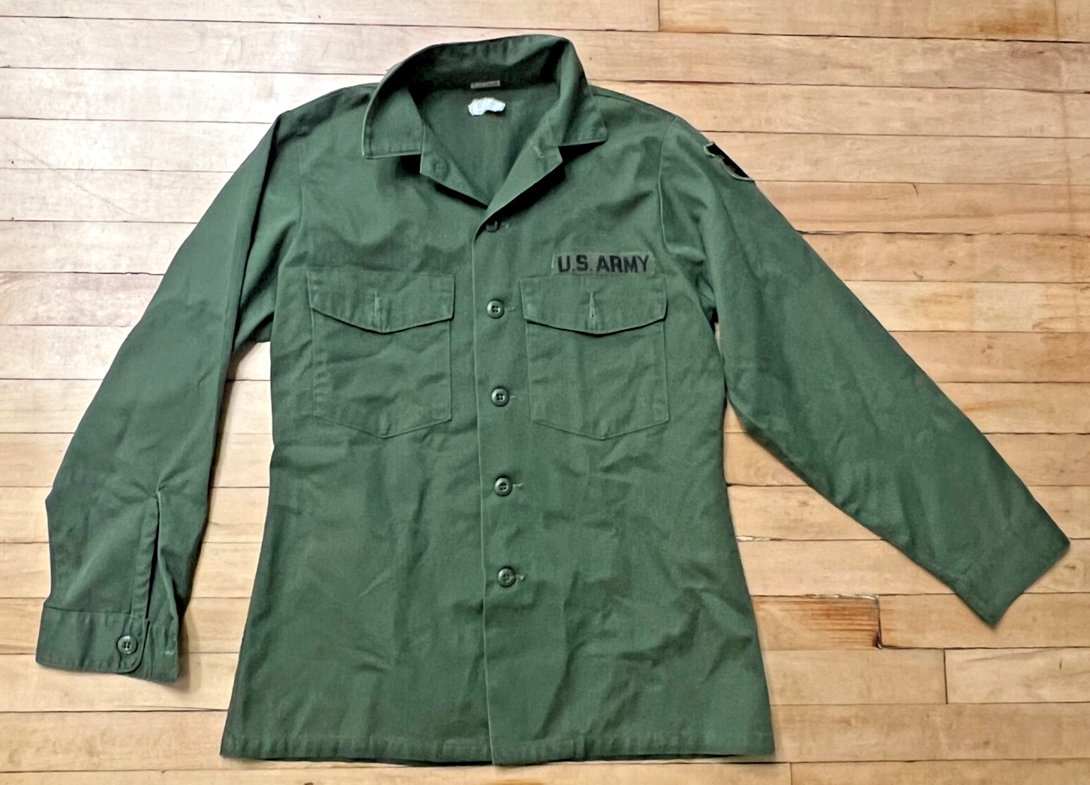 Vtg US Army OG-507 70's Mens Military Utility Shirt Green  15 1/2 X 35