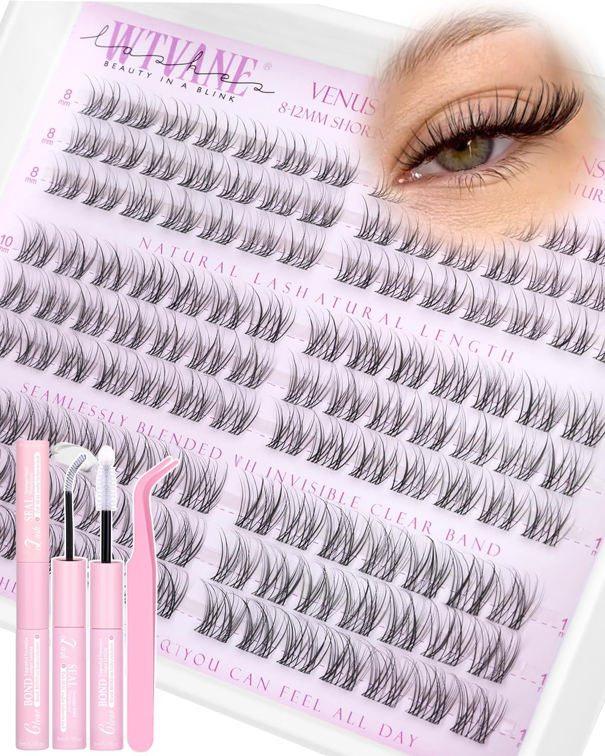 Natural Lash Clusters Kit Wispy Eyelash Clusters Short 8-10-12Mm Lash