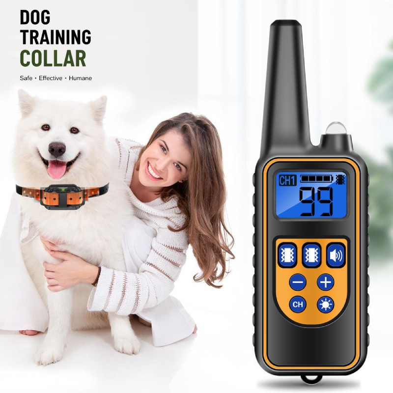 Dog Training Collar 4500FT Remote Rechargeable Shock Waterproof Trainer 4500FT