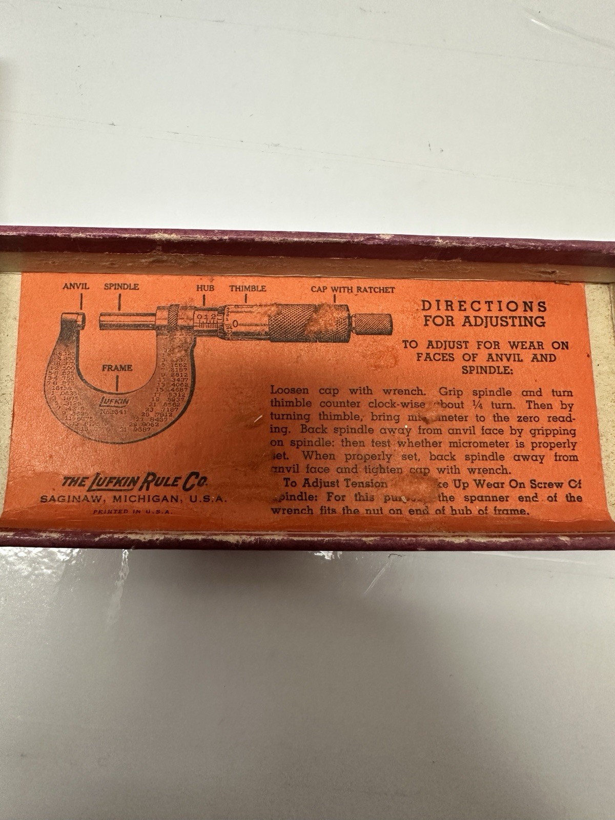 Vintage Lufkin Chrome Clad Micrometer Model 1641