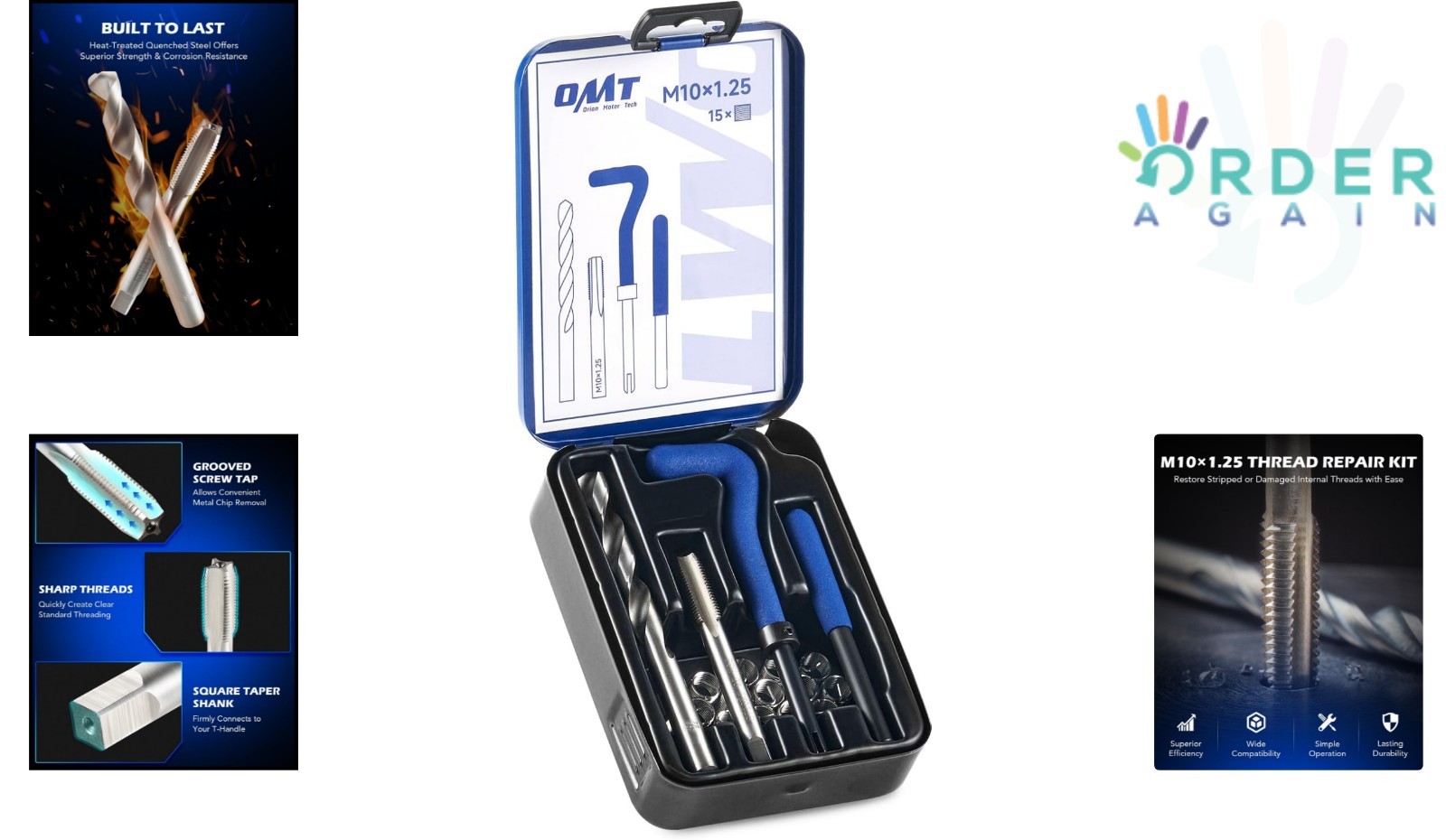 Helicoil Thread Repair Kit M10x1.25 with Drill Bit & Inserts for Rethreading