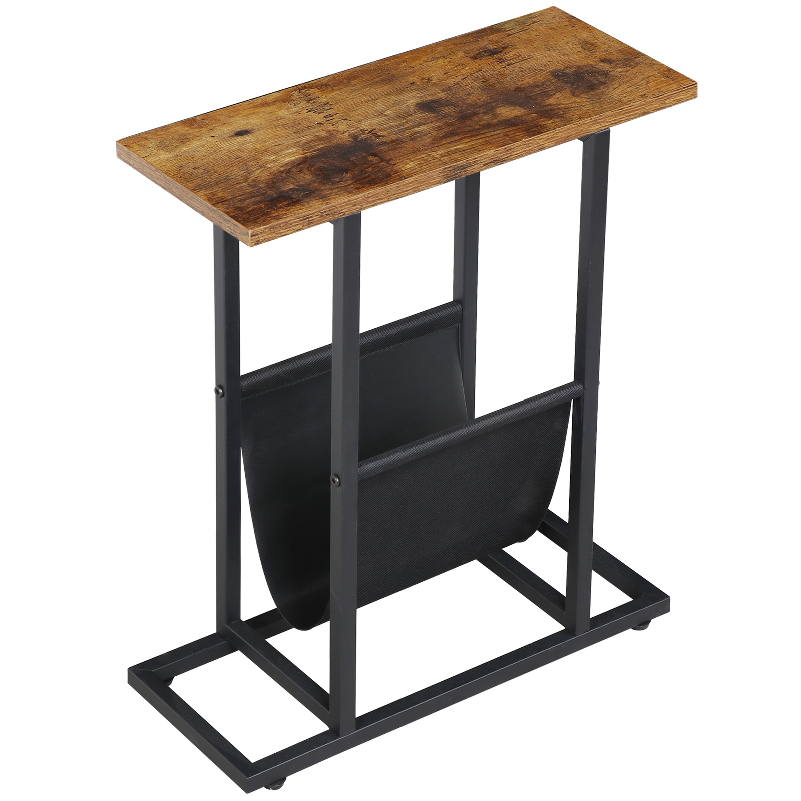 2PCS Narrow Sofa Side End Table Snack Bedside Table Storage Holder Rustic Brown