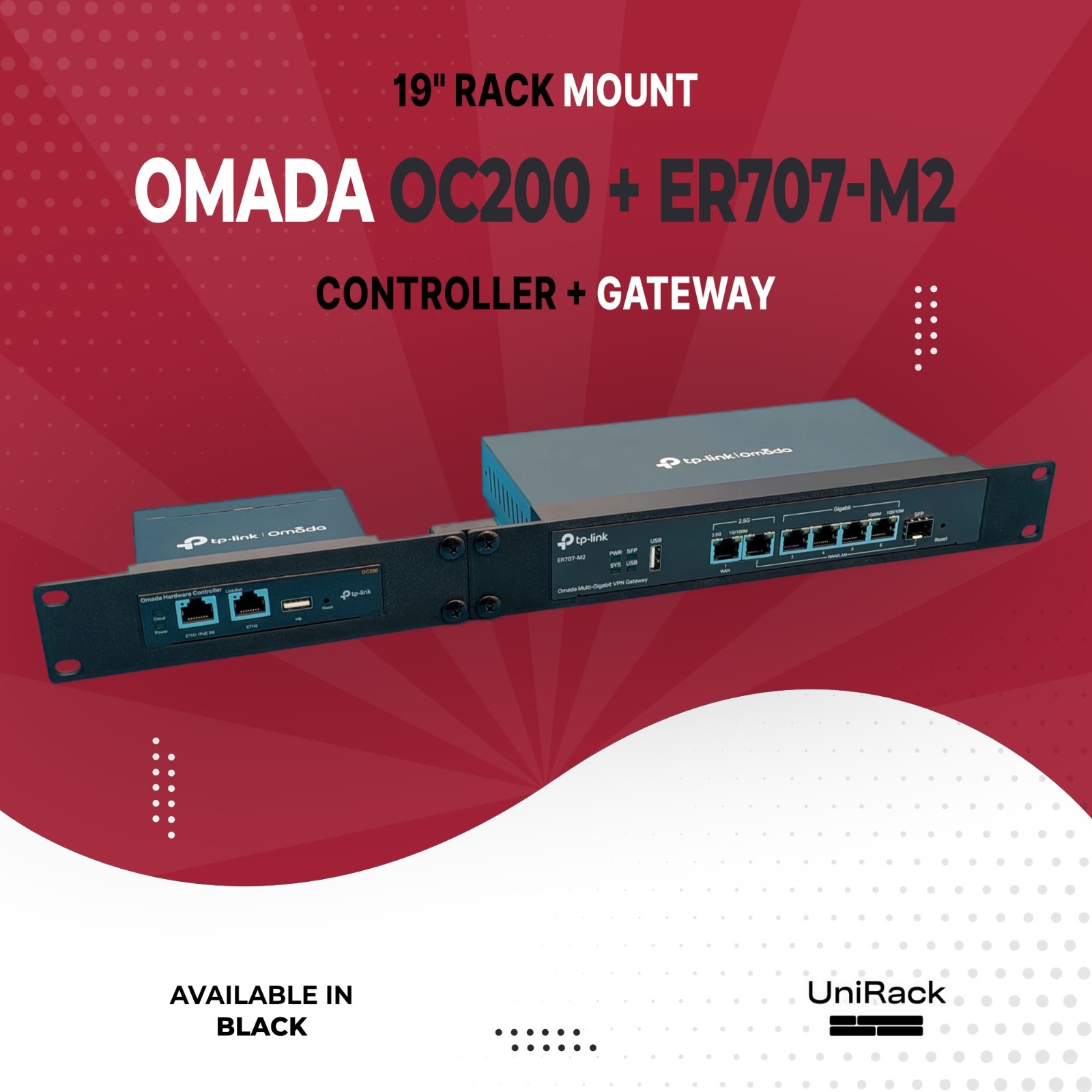 19" Rack Mount for Omada OC200 Controller + ER707-M2 Gateway