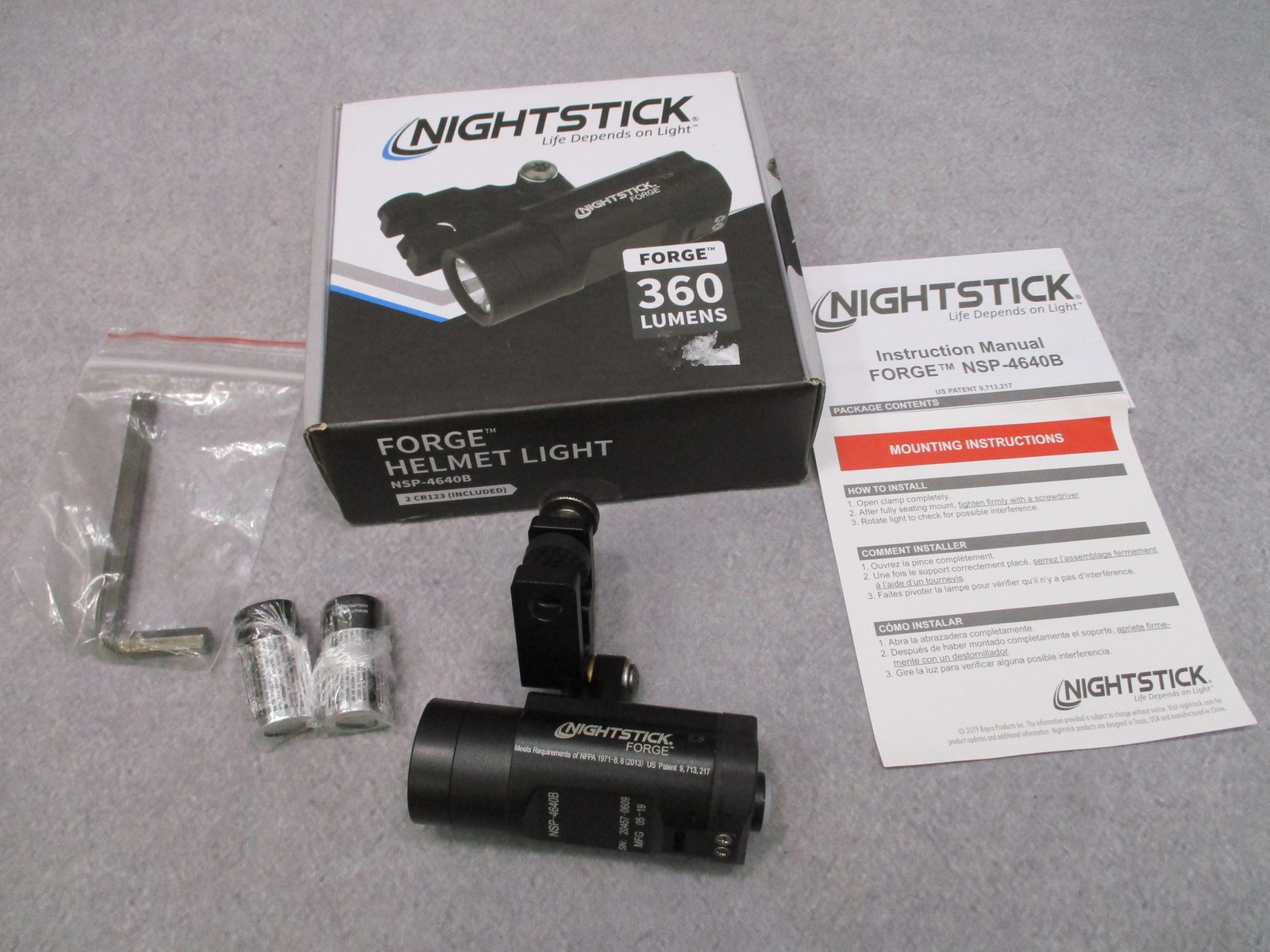Nightstick Forge NSP-4640B Helmet Light 360 Lumens Tactical Flashlight New
