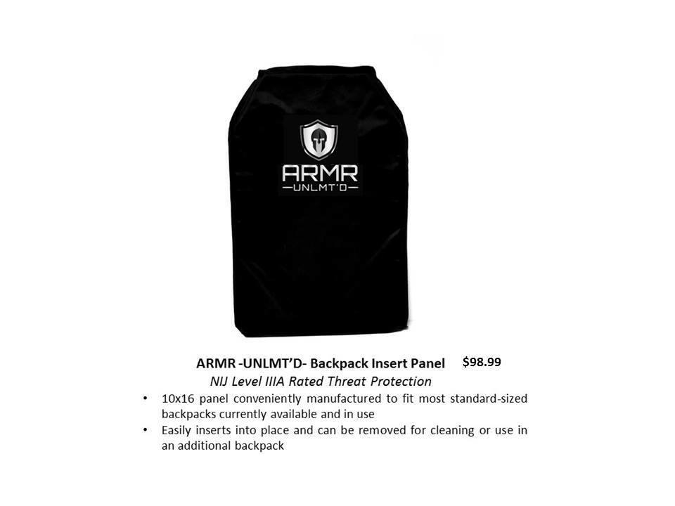 Bulletproof Backpack with lightweight 10 x 16 Panel Insert - NIJ LEVEL IIIa