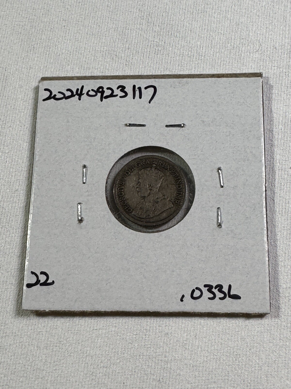 1917 Canada 5 Cents Small Silver Coin Cleaned