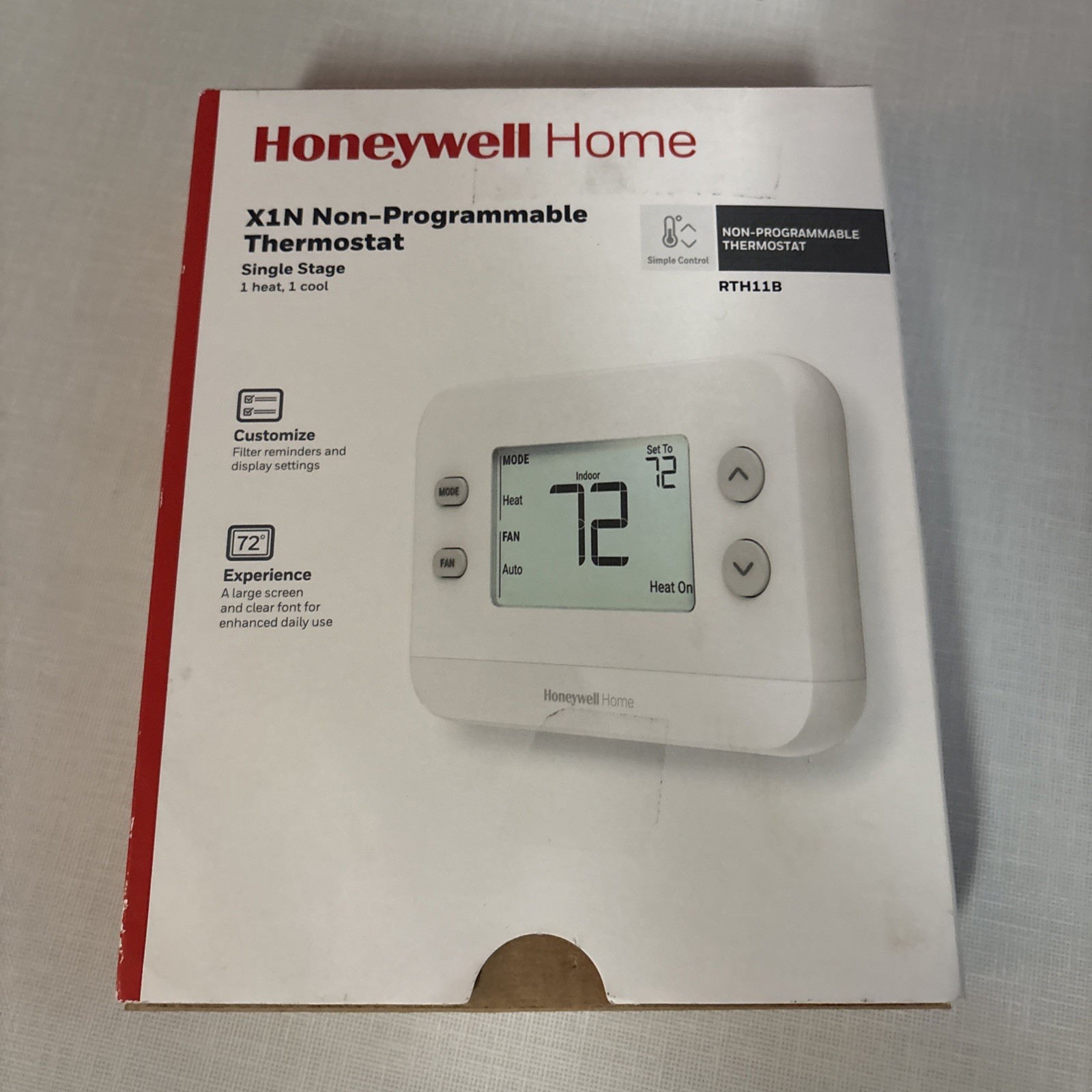 Honeywell Home X1N Non-Programmable Thermostat Single-Stage 1-Heat/1-Cool