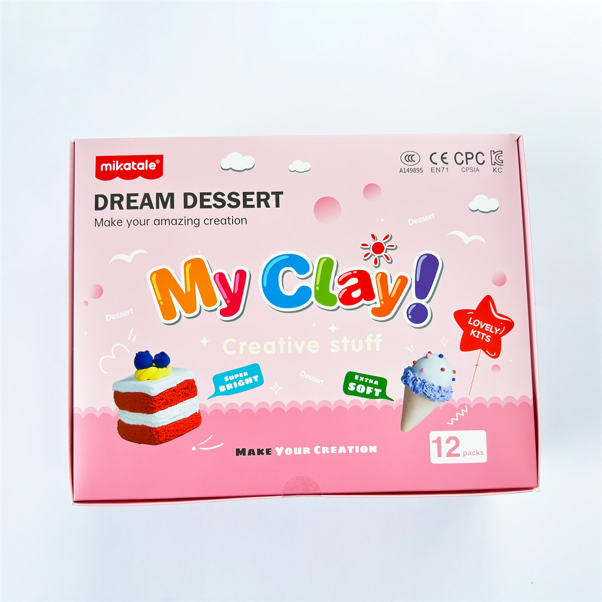 Air Dry Clay Kit 12 Dessert Modeling Clay for Kids Sculpting Tools Set Non-Toxic