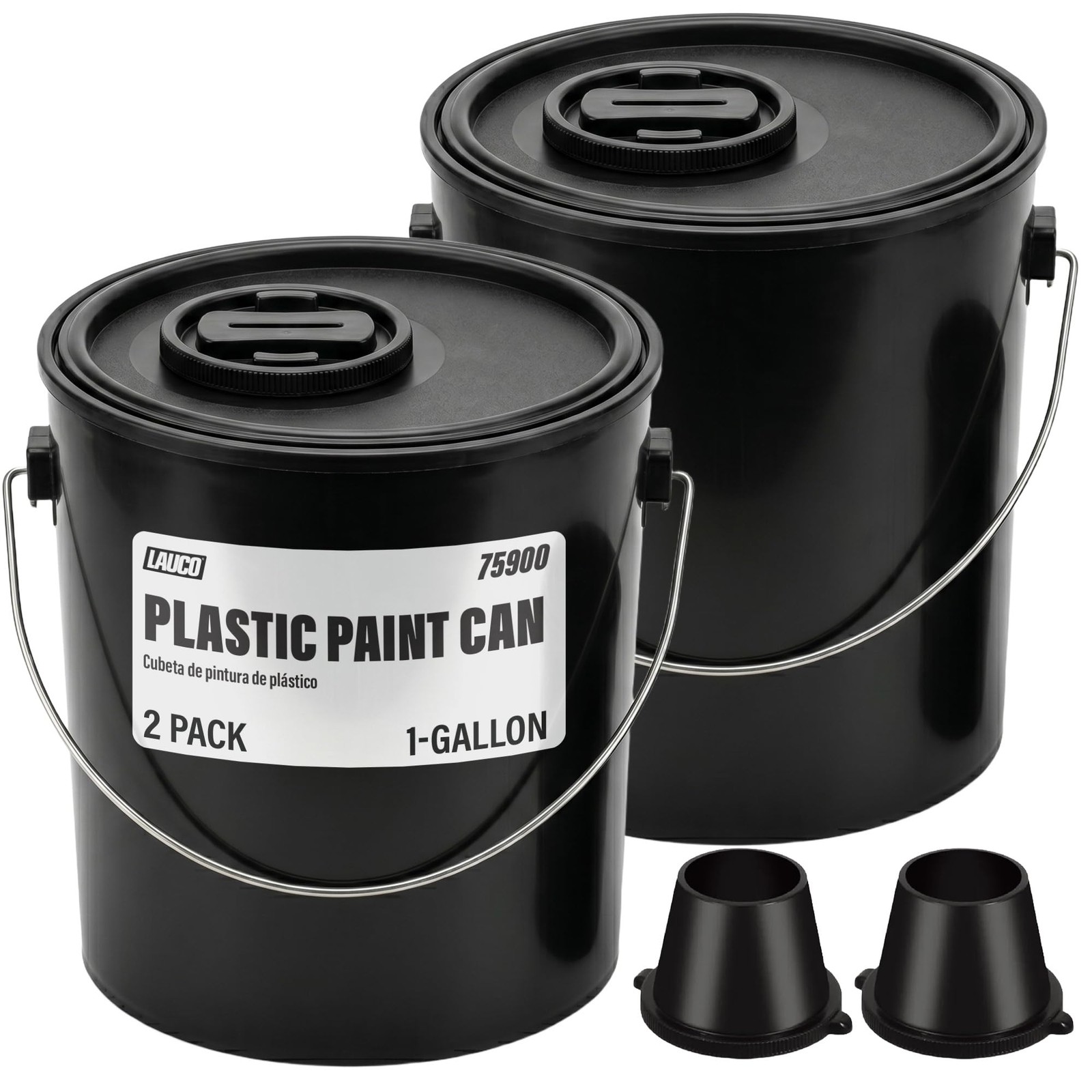 Lauco 2-Pack Plastic Paint Cans with Lids, 1 Gallon Unlined Storage Containers