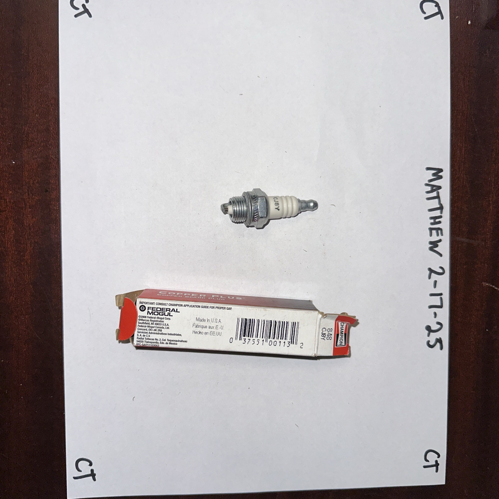 Spark Plug / Champion CJ8Y 848