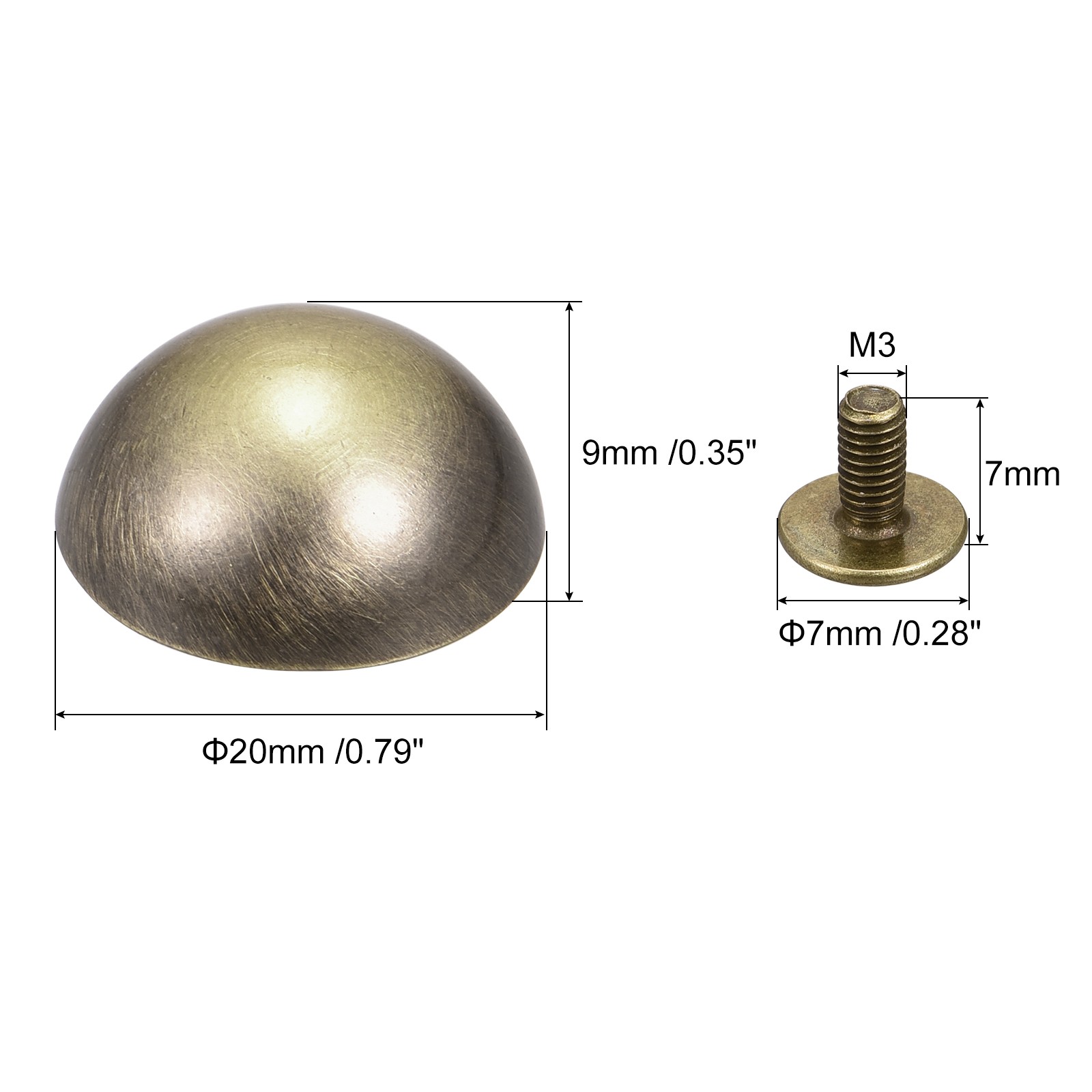 20x9mm Screw Back Rivets Round Cable Head Leather Studs Tanned 8 Sets