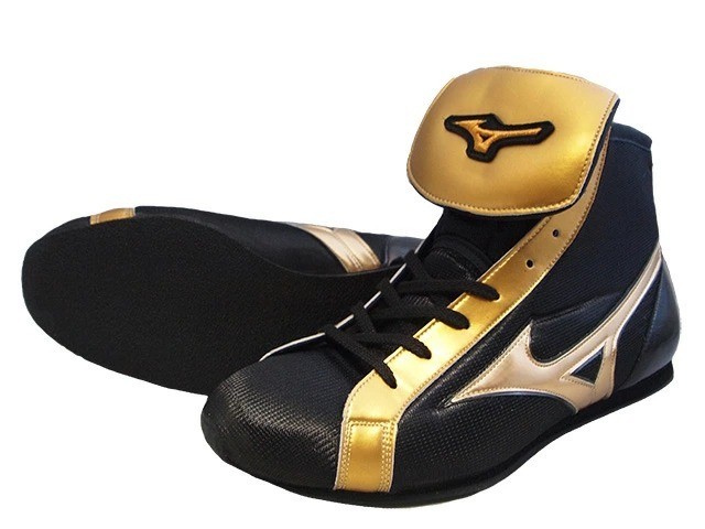 [Made to order] MIZUNO Short Boxing Shoes Original Black/Gold/Gold Line w/ Bag