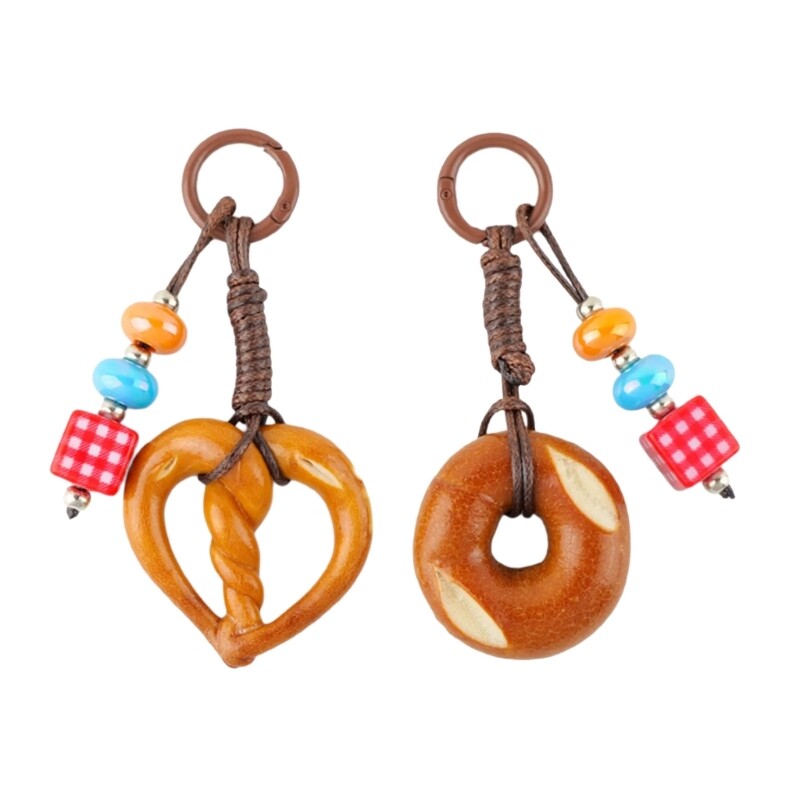 Realistic 3D Heart Bread Rope Braided Coin Purse Keychain Accessory Bag Pendant