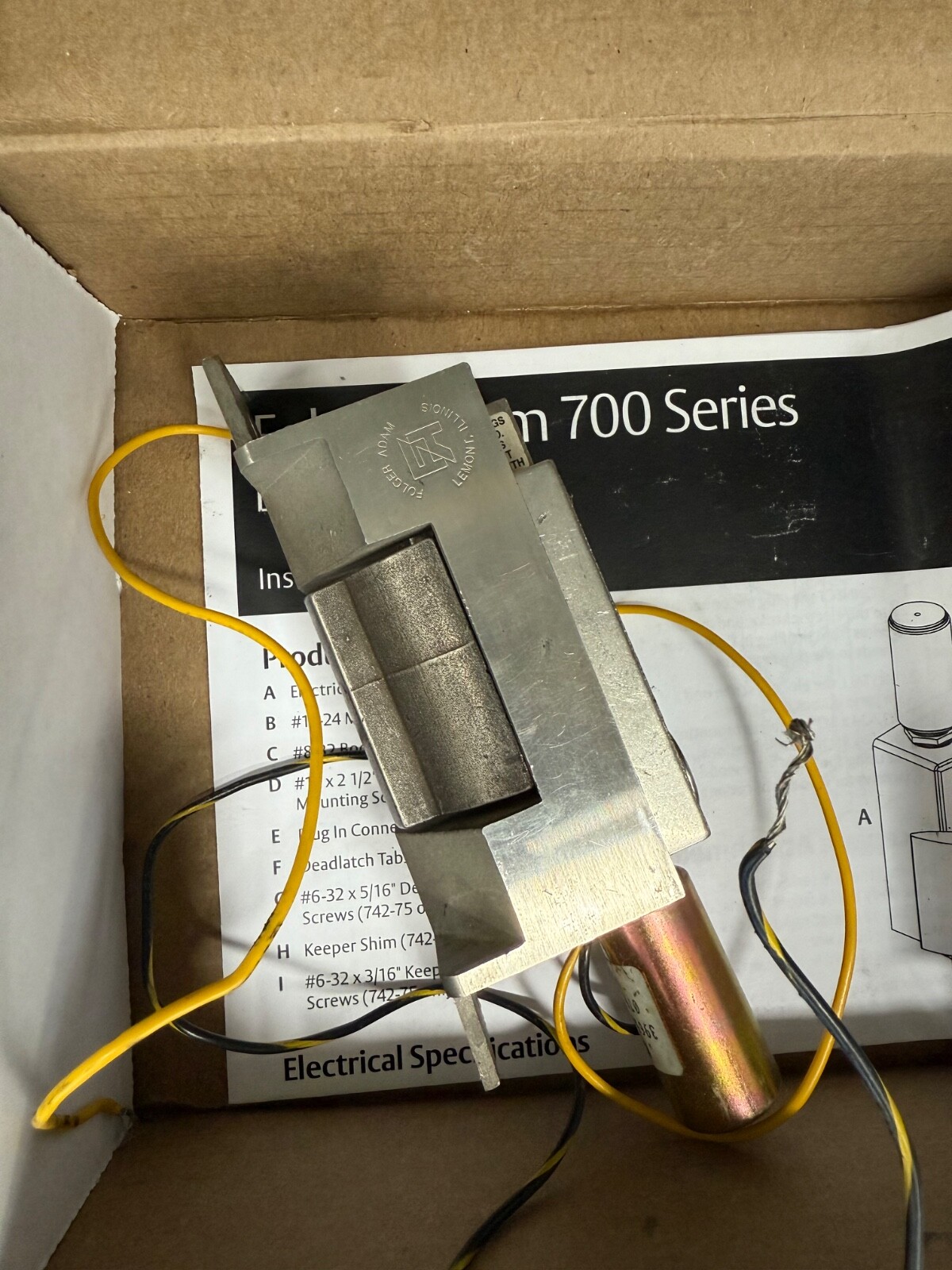 Folger Adam 712 electric strike, 24VDC, fail secure