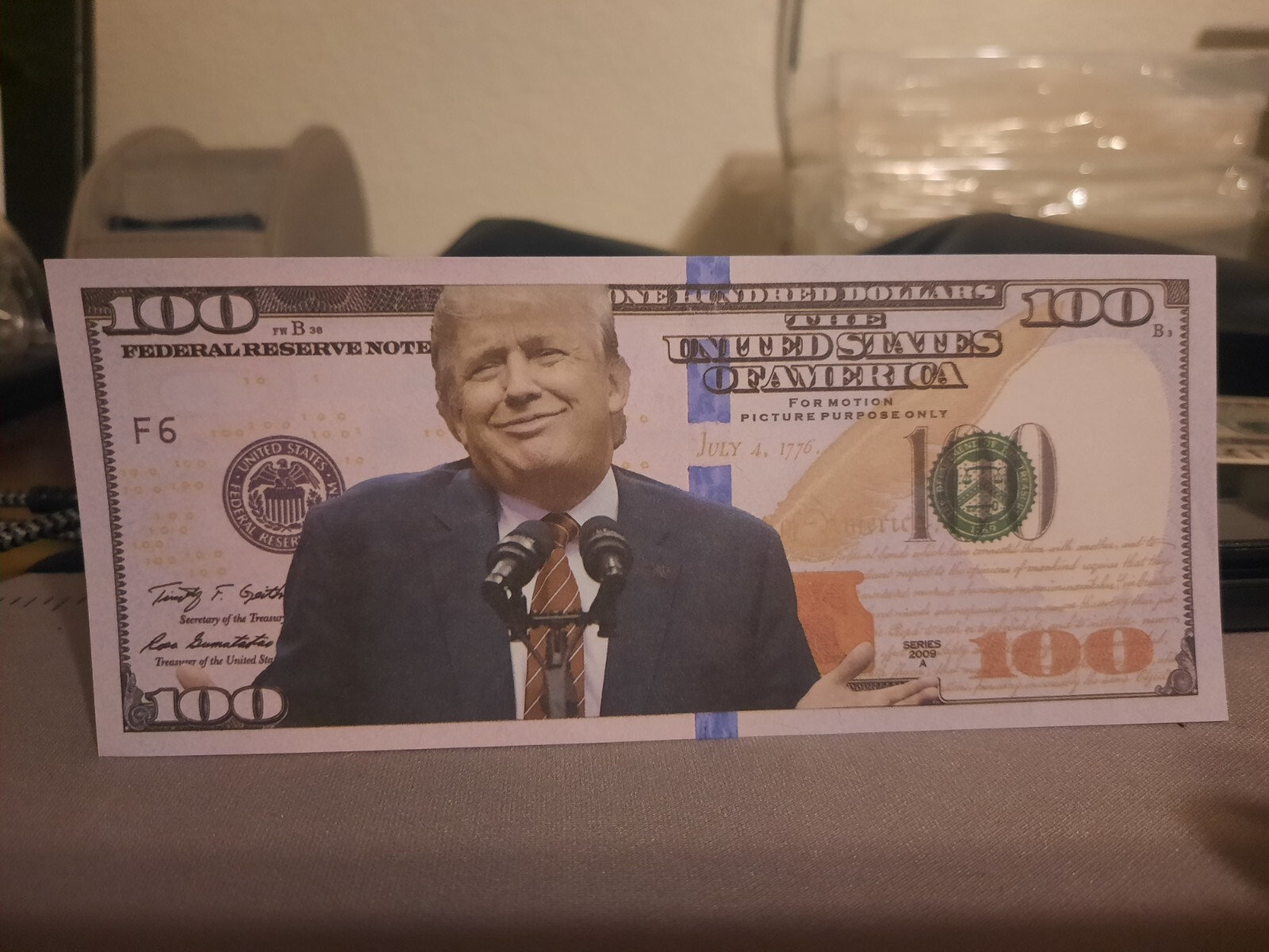 Set Of 4 Donald Trump 2024 & $100 Prank Fake Presidential Bills MAGA USA 45 47