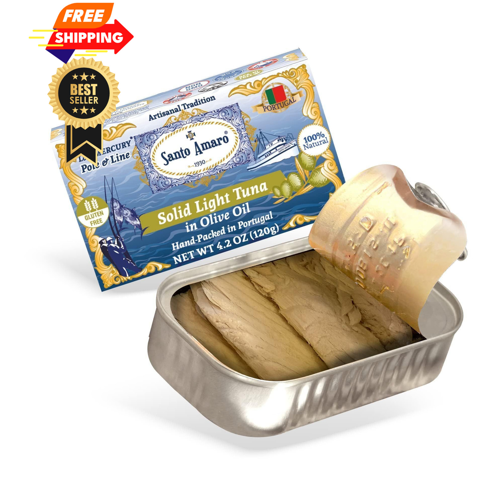 Santo Amaro - Artisanal Wild Tuna Fillets in Virgin 4.2 Ounce (Pack of 3)