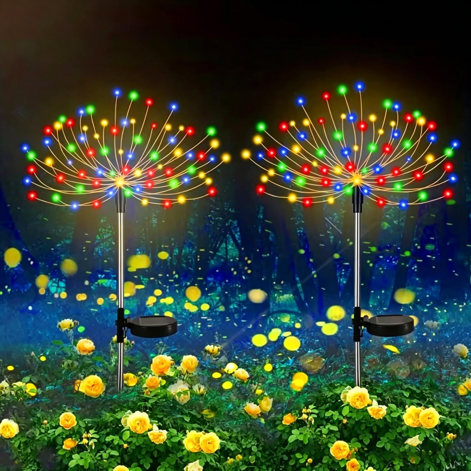 2PCS Solar Lamp with 8 Lighting Modes, IP65  RGB color decoration,1800mah