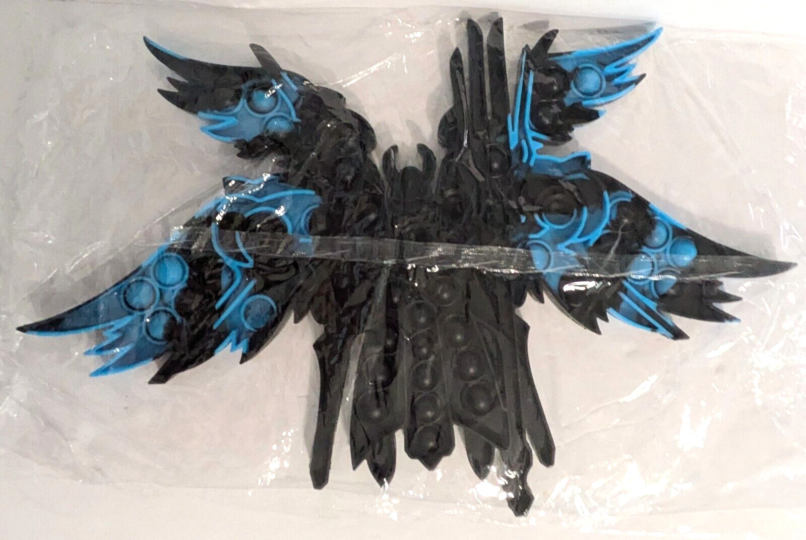 Big Size Pop Bubble Fidget Angel Toy 15.5" x 10" Black/Blue Color Layout Varies