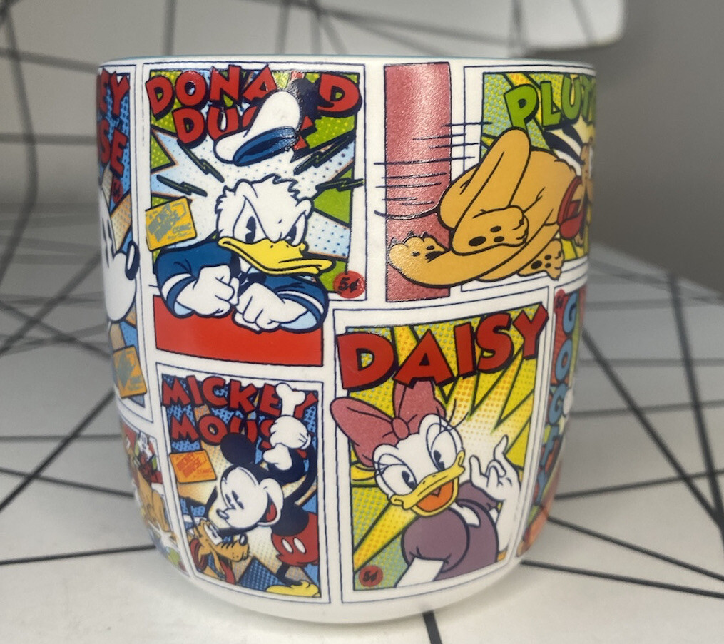 Disney Store Mug Cup - Mickey Mouse Comic Strip, Blue Inside