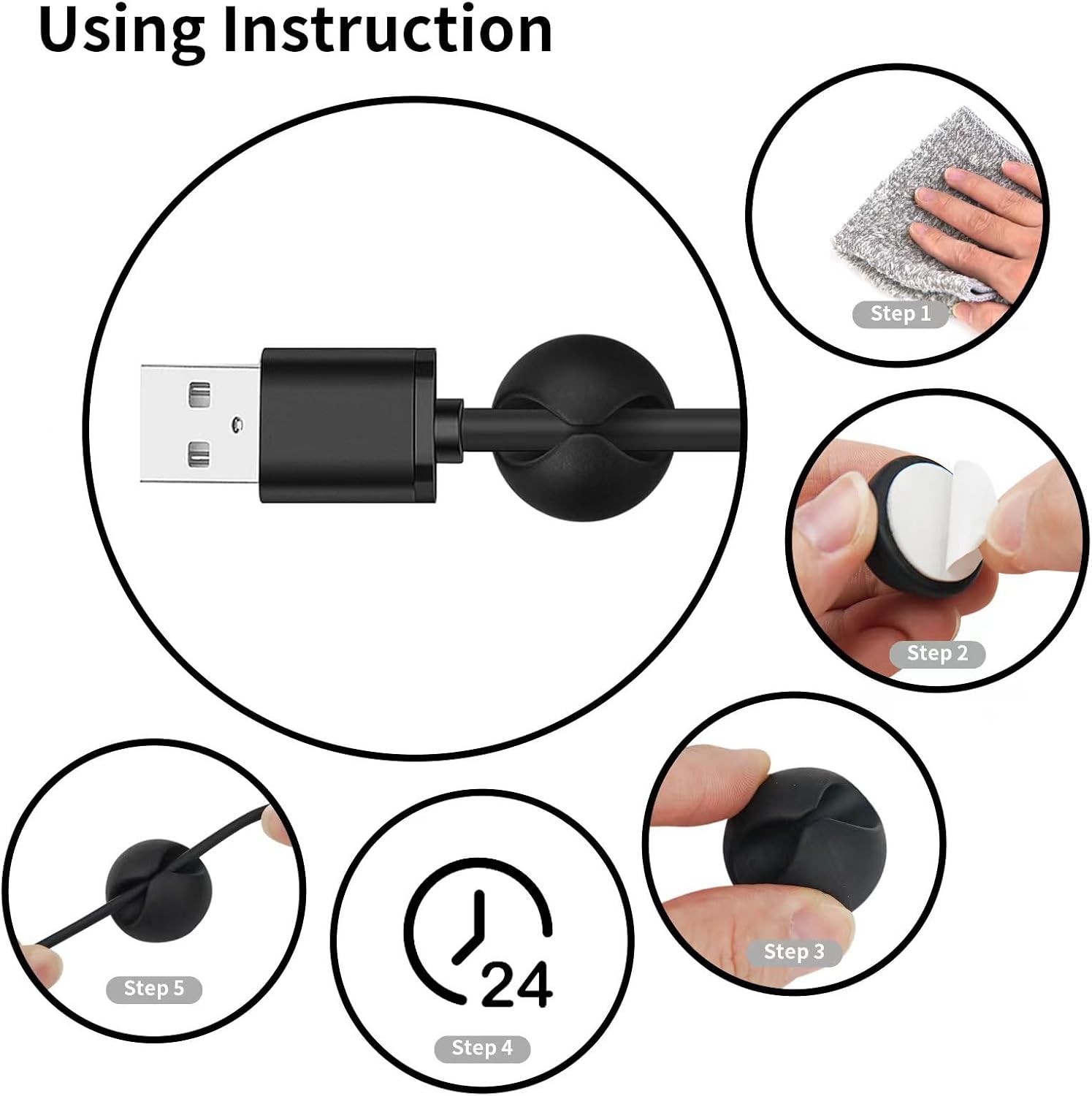 18PCS Black Adhesive Cable Clips Cord Organizer for Wire Management |