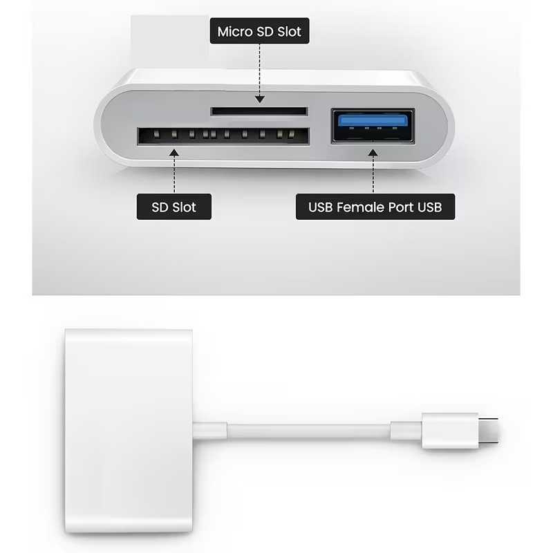 USB‑C 3‑in‑1 Multiport Hub – SD, MicroSD & USB Support