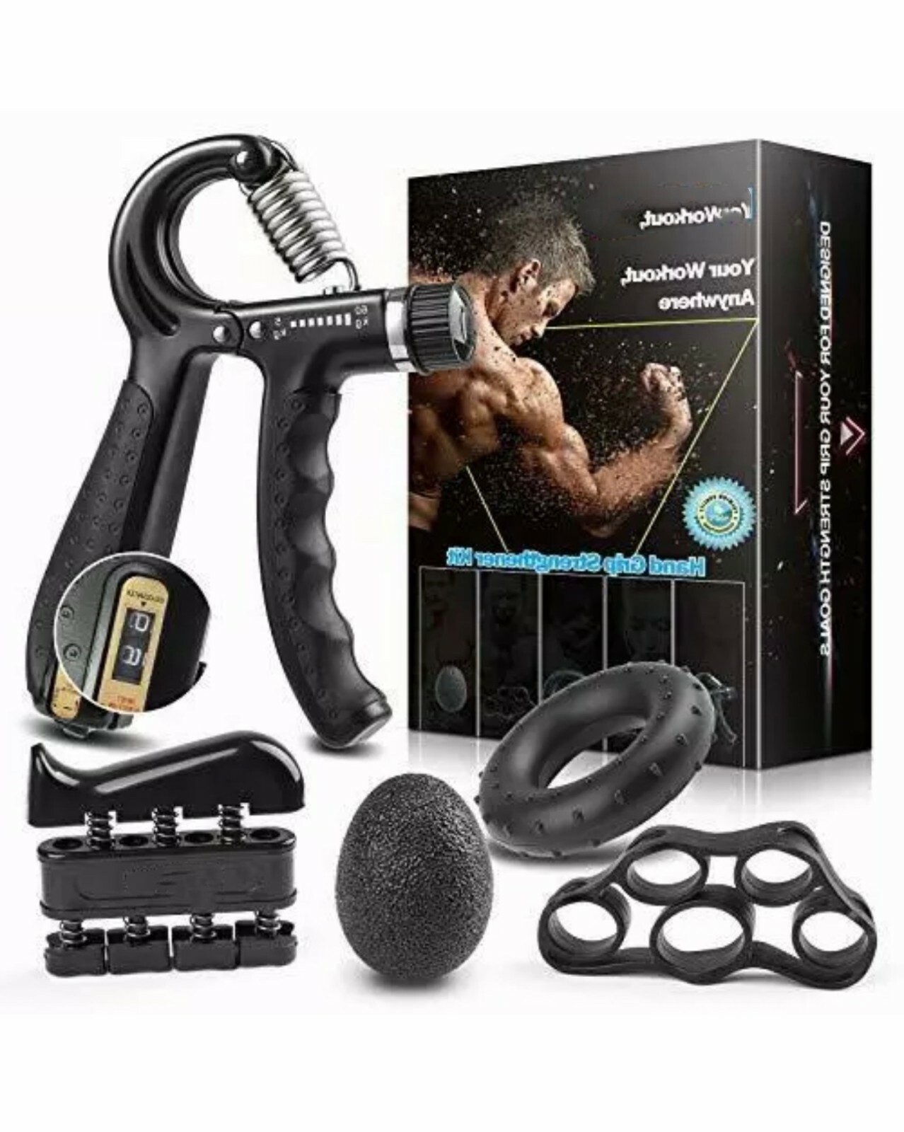 Hand Grip Strengthener Strength Gripper Finger Exerciser Therapy Forearm Trainer