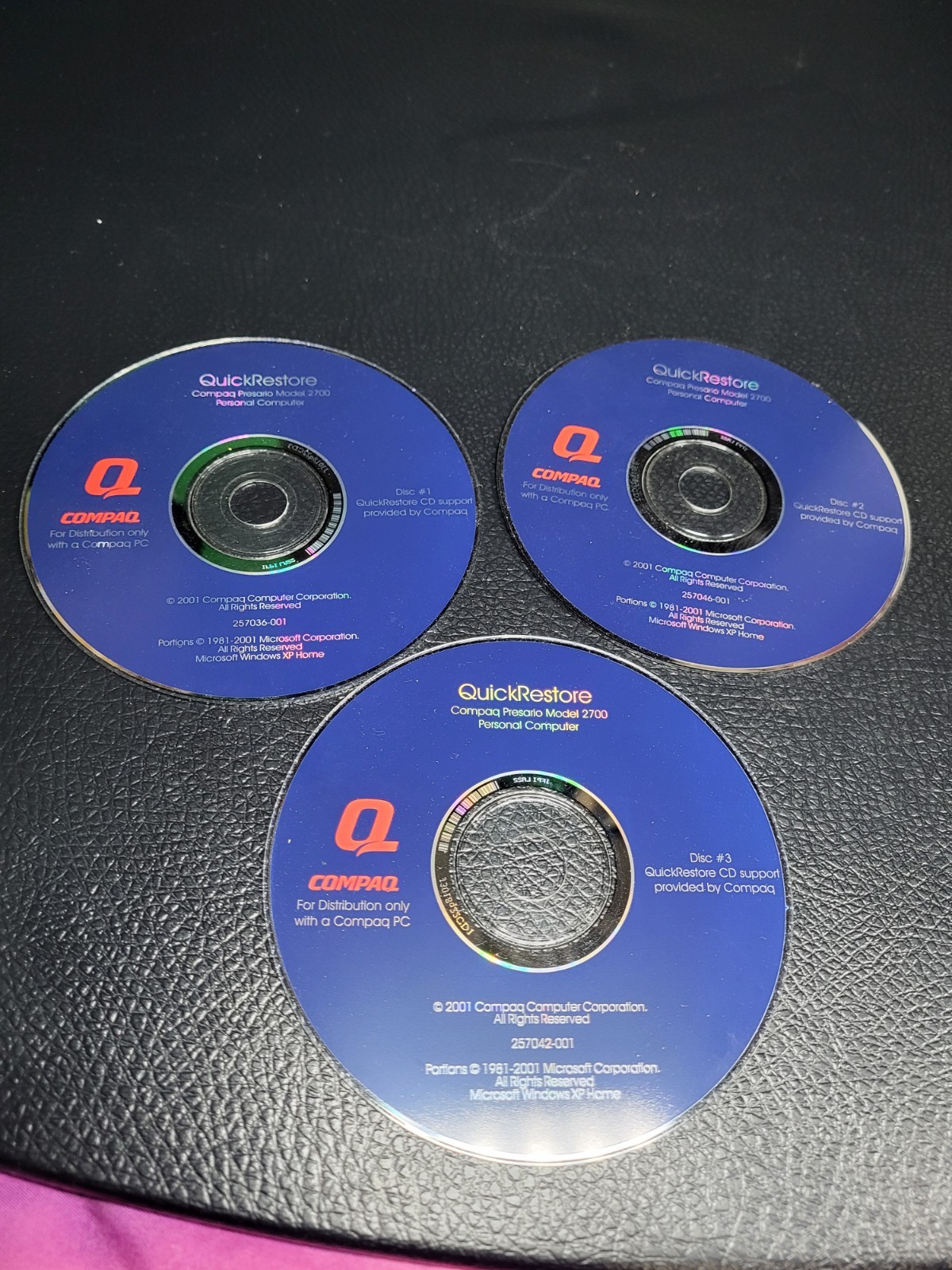 Compaq Presario Quick Restore Disc 1-3 (2001 Pre-Owned PC Computer CD-ROM  2700